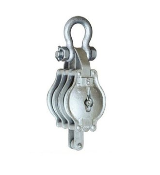 YJ015 Malleable iron shellblock for manila rope triplesheave with shackle