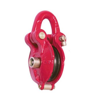 YJ029 Red(hdg) snatch blockwith shackle