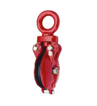 YJ030 Red(hdg) snatchblock with swivel eye
