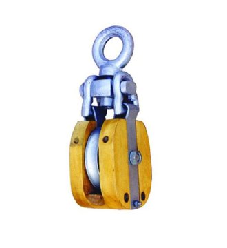 YJ041 Wooden shell snatchblock with eye self-locking