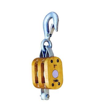 YJ046 Regular wood blockdouble sheave with hook