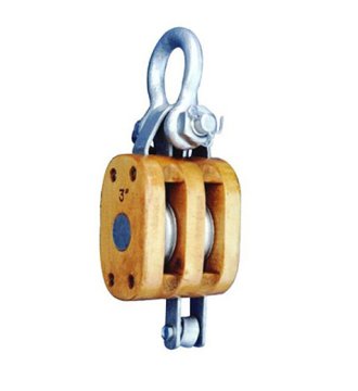 YJ049 Regular wood blockdouble sheave with shackle