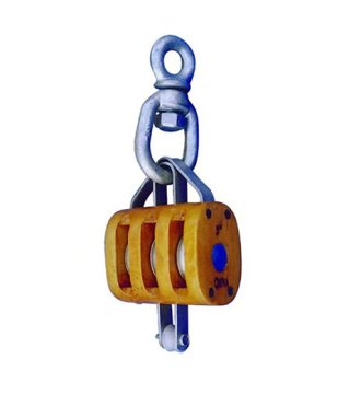 YJ053 Regular wood block triplesheave with swivel eye