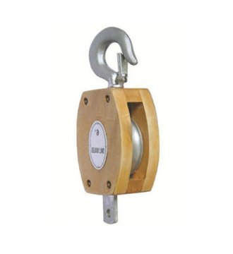 YJ130 JIS wooden pulleysingle with hook