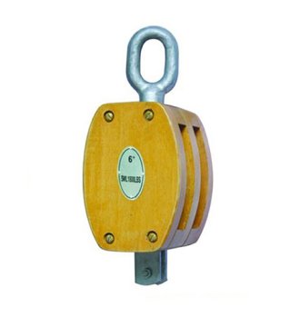 YJ133 JIS wooden pulley double with eye