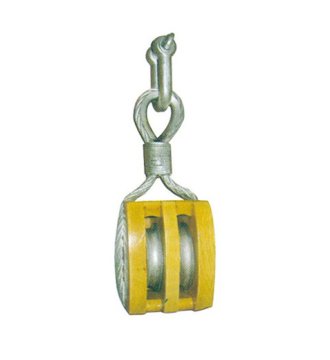YJ144 Nylon rope wooden blockdouble wheel